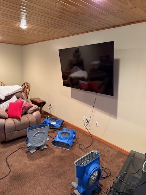 Professional water damage restoration equipment in action